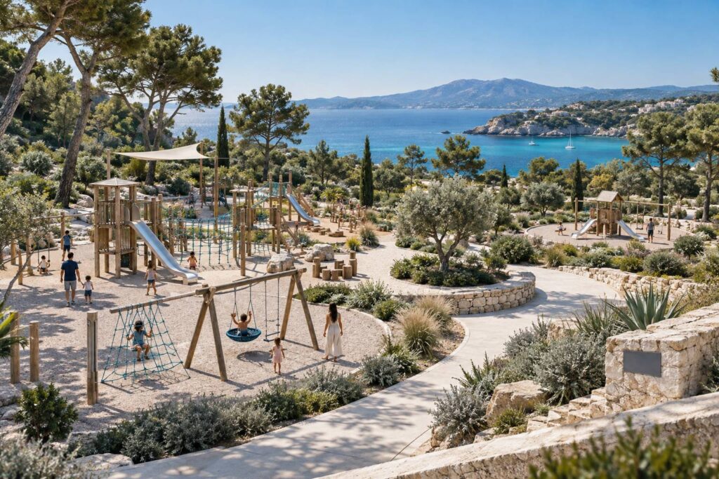 Illustration éditoriale du sujet : Aires de jeux à Valbonne et Mougins : ce que valent les deux